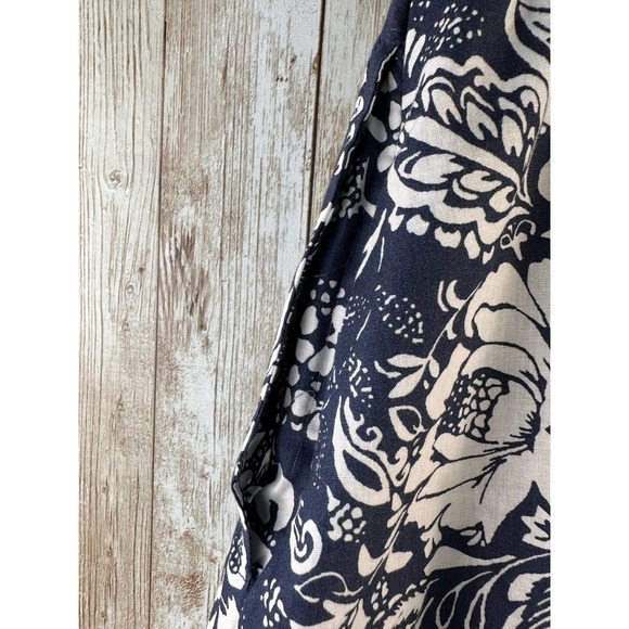 Luna Moon A-Line Full Skirt Size M  Navy White Floral Print Ruffle Eyelet Trim - Picture 6 of 12
